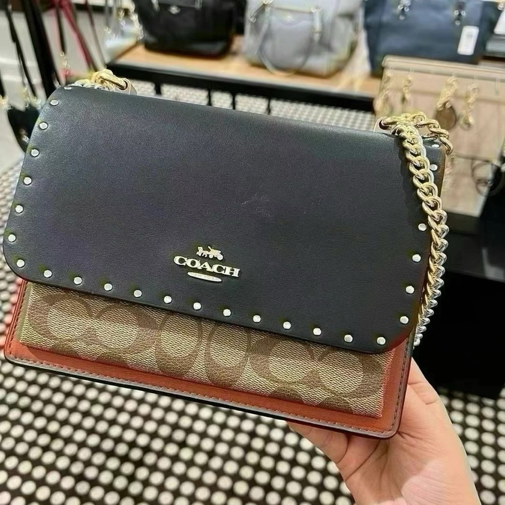 Coach Klare Crossbody Bag In Signature Canvas With Rivets